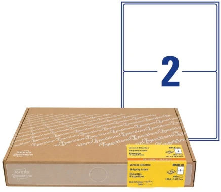 2x Etykiety wysyłkowe Avery Zweckform, A4, 199.6x143.5mm, 300 arkuszy, biały