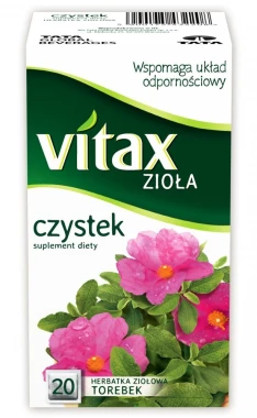 20x Herbata ziołowa w torebkach Vitax Zioła, czystek, 20 sztuk x 1.5g