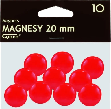 5x Magnesy Grand, 20mm, 10 sztuk, czerwony