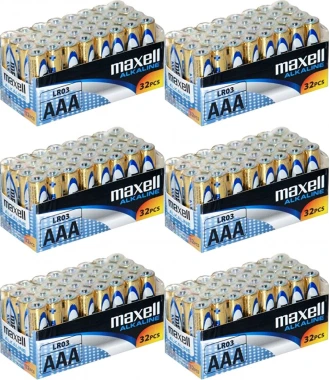 6x Bateria alkaliczna Maxell, AAA, 32 sztuki