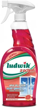 12x Płyn do mycia szyb i glazury Ludwik, z rozpylaczem, grapefruit z octem, 600ml