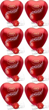 8x Bombonierka Lindt Lindor, serce, czekoladowy, 50g