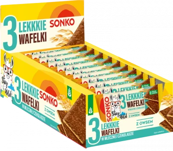 11x Lekkie wafelki Sonko, z owsem,  w mlecznej czekoladzie, 3 sztuki, 36g