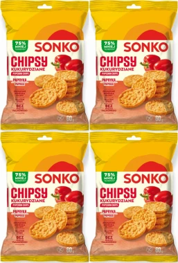 4x Chipsy kukurydziane Sonko, paprykowy, 60g