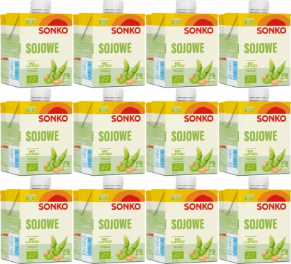 12x Napój sojowy Sonko Organic BIO, bez laktozy, 500ml