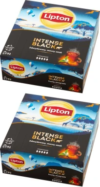 2x Herbata czarna w torebkach Lipton Intense Black, 92 sztuki x 2.3g