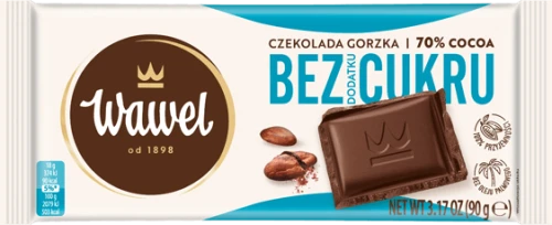 4x Czekolada Wawel Gorzka 70% cocoa, bez dodatku cukru, 90g