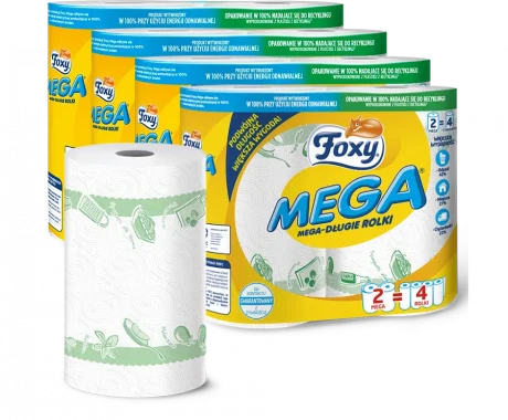 4x Ręcznik papierowy Foxy Mega, w roli, 2 rolki, biały