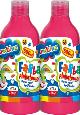 2x Farba plakatowa Bambino, w butelce, 500ml, różowy