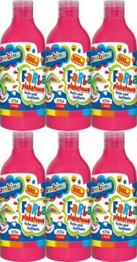 6x Farba plakatowa Bambino, w butelce, 500ml, różowy