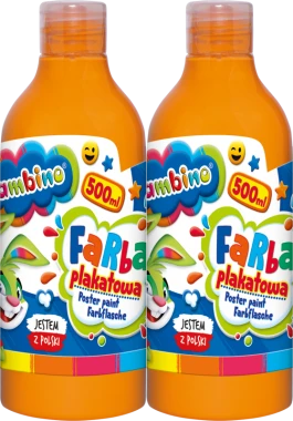 2x Farba plakatowa Bambino, w butelce, 500ml, pomarańczowy