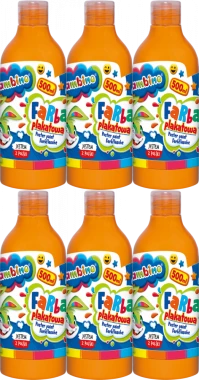 6x Farba plakatowa Bambino, w butelce, 500ml, pomarańczowy