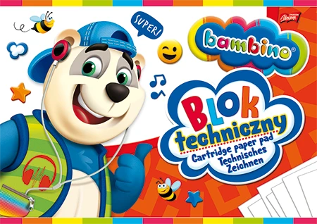 10x Blok techniczny Bambino, A4, 10 kartek, biały