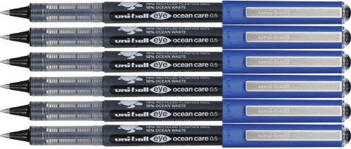 6x Pióro kulkowe Uni Eye Ocean Care, UB-150-ROP, 0.5mm, czarny