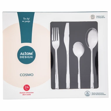 2x Komplet sztućców Altom Design Cosmo, 24 sztuki, w pudełku, srebrny