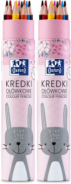 2x Kredki ołówkowe Oxford Kids, w tubie, 12 sztuk, mix kolorów