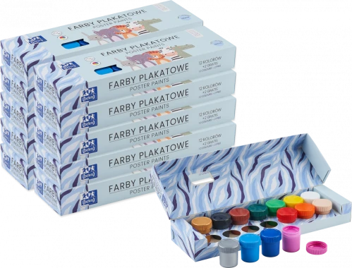 10x Farby plakatowe Oxford Kids, 20ml, 12 sztuk + 2 gratis, mix kolorów