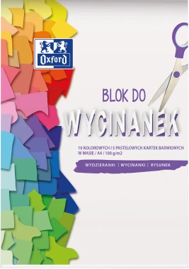 5x Blok do wycinanek Oxford, 15 kolorowych kartek, A4, 100g/m2
