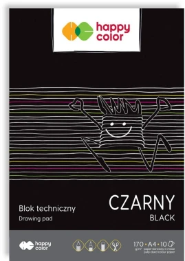 2x Blok techniczny Happy Color, A4, 10 kartek, czarny