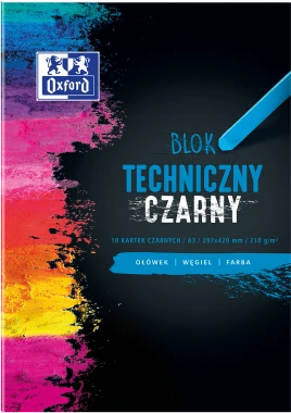 3x Blok techniczny Oxford, A3, 10 kartek, czarny