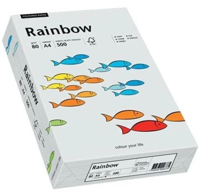 5x Papier kolorowy Rainbow, A4, 80g/m2, 500 arkuszy, jasny szary (R93)