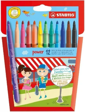 12x Flamaster Stabilo Power, końcówka M, 12 sztuk, mix kolorów