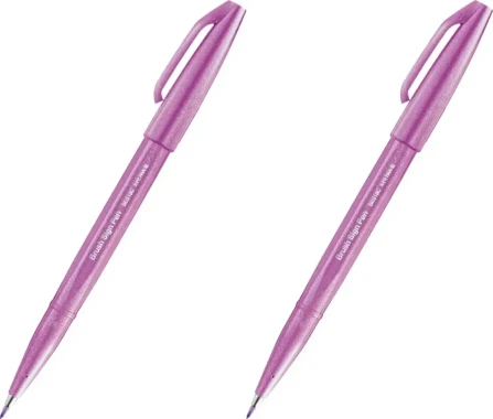 2x Pisak pędzelkowy do kaligrafii Pentel Brush Sign Pen SES15C, 2.07mm, purpurowy