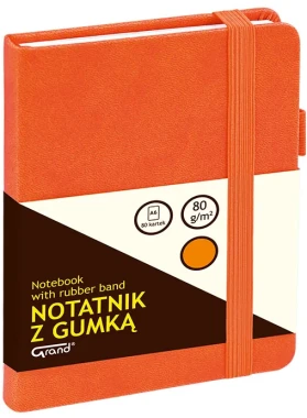 6x Notatnik w kratkę Grand, A6, z gumką, twarda oprawa, 80 kartek, mix kolorów