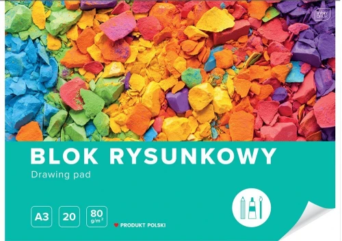 15x Blok rysunkowy Interdruk, A3, 20 kartek, biały