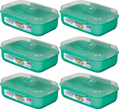 6x Lunchbox brytfanka Sistema Microwave, 1.25l, mix kolorów