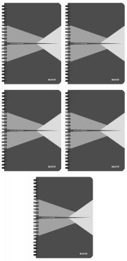 5x Kołonotatnik Leitz Office Card A5, w kratkę, 90 kartek, szary