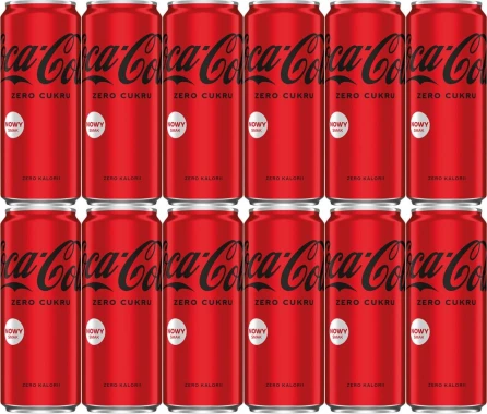 12x Napój gazowany Coca-Cola Zero, puszka Sleek, 0.33l