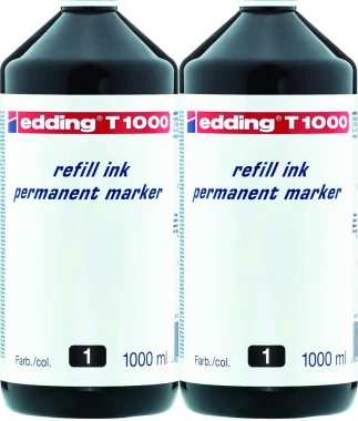 2x Tusz edding T-1000, do uzupełniania markerów permanentnych edding 11, 1l, czarny