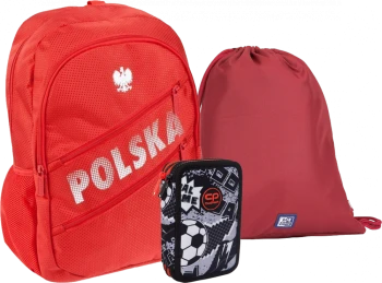 Zestaw: Plecak Starpak Polska, jednokomorowy + Worek na buty Oxford School + Piórnik 2-komorowy CoolPack Jumper 2 Grey Bal