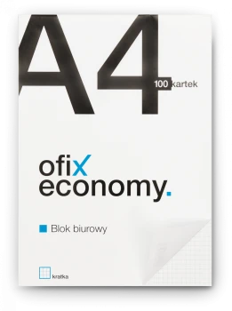 Blok biurowy w kratkę Ofix Economy, A4, 50/100 kartek, biało-czarny